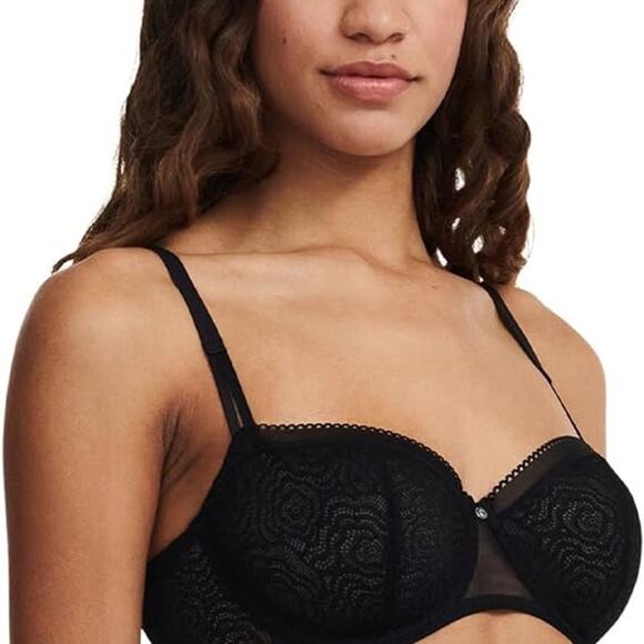 NWT Chantelle C Jolie Lace Demi Underwire Bra Black 34F - Picture 2 of 11